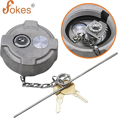 Miniatura 2 de Fokes Tapa de combustible diésel con bloqueo de 2 38 pulgadas, compatible con Freightliner M2 para camiones pequeños, tanque de combustible, tapa de