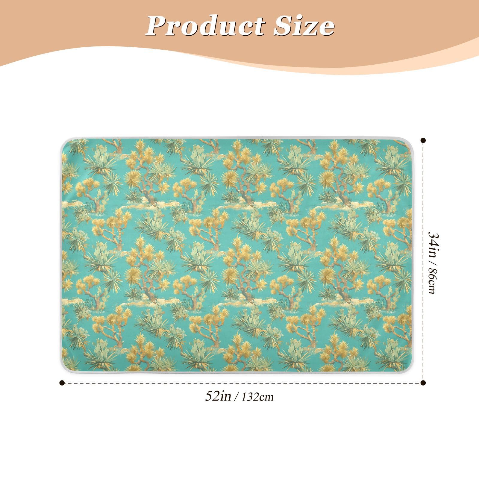 Desert Greens Tapis d'apprentissage de la propreté réutilisable extra large résistant à l'eau Tapis à langer antidérapant pour enfants adultes animaux domestiques 132,1 x 86,4 cm (L x l)