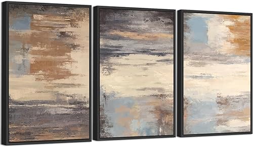 Miniatura 8 de ASDCEUTICALS Lienzo grande para pared, cuadros abstractos marrones para sala de estar, decoración de pared retro estética, pinturas rústicas, obras