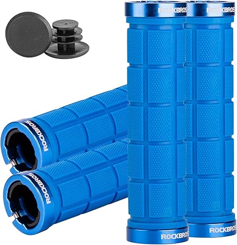 ROCKBROS 4 unidades (2 pares) de empuñaduras de manillar de bicicleta de doble bloqueo en las empuñaduras cómodas antideslizantes para manillar de