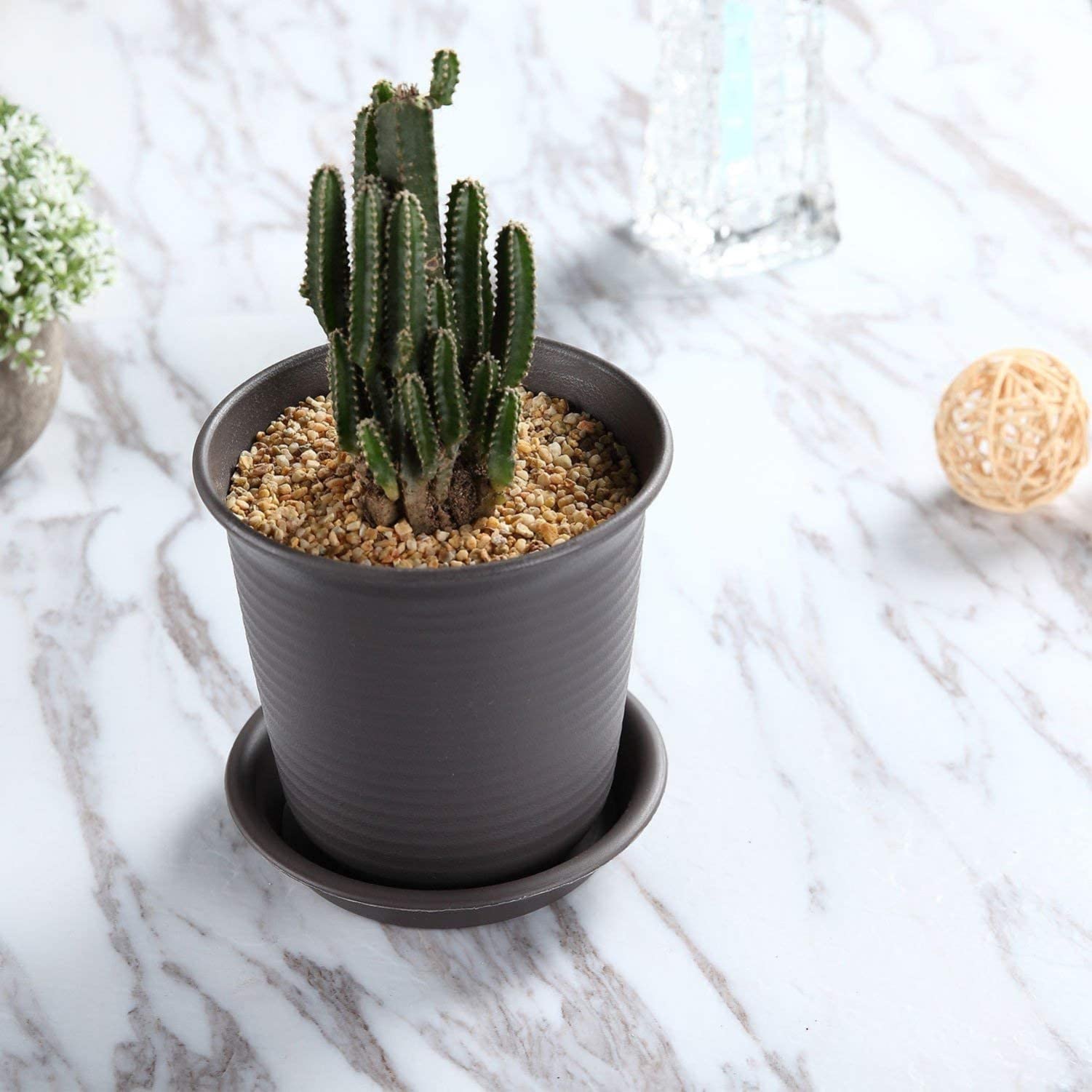 6Pz Vasi per Piante in Plastica, 19Cm Addensare Il Vaso Di Fiori
