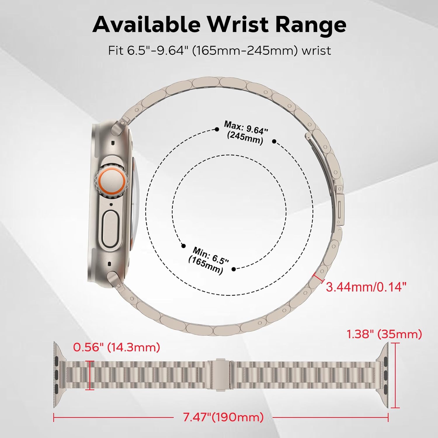 MoKo Thin Band Compatible Apple Watch Band Ultra3/2/1 49mm/Series 11/10/9/8/7/6/5/4/3/2/1/SE3/SE2/SE 46/45/44/42/41/40/38mm,Slim Stainless Steel Wristband Metal Replacement Adjustable Strap - Image 3