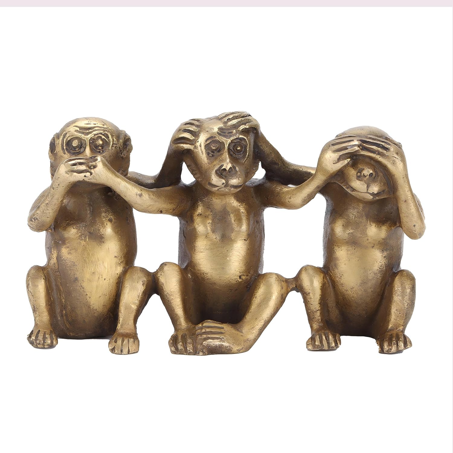 Tissting 3Pcs Wise Monkeys Statue,Hear No Evil,See No Evil,Speak No Evil,Brass Three Truths Of Monkey Figurine for Office Home Decorations(3.0 X 1.7 X 1.0in)