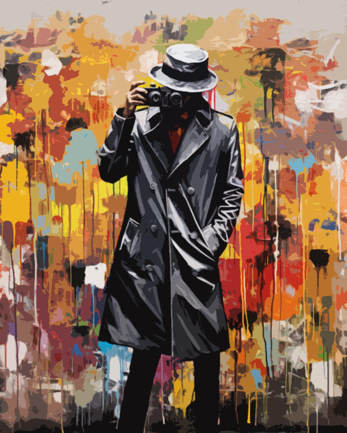 Banksy A Boy Carrying a Backpack Oil Painting Street Graffiti Photo Wall Digital Oil Painting 16 x 20 inch Best Gift for Kids Students Adults Beginner with Brushes and Acrylic Pigment (Frameless)