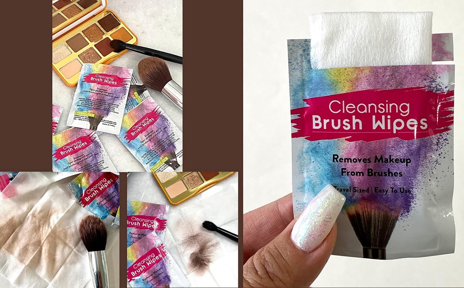 24 Individually Wrapped Makeup Brush Cleansing Cloths - Quick & Convenient Brush Cleaner Wipe- For Make up Artists Cosmetology Students Make up Tutorial ON THE GO, Travel TSA Approved : Beauty & Personal Care