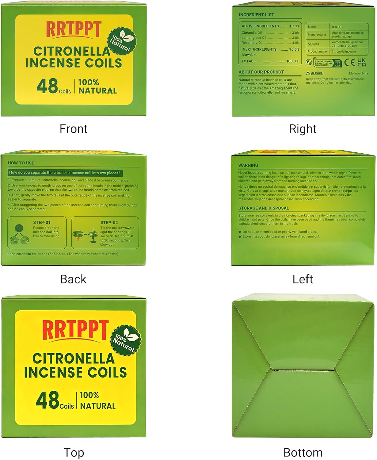 Citronella Incense coils, Made from Natural Plants, Suitable for Outdoors, Indoors, by the Pool, in the Yard, 48 coils and Coil Holders.