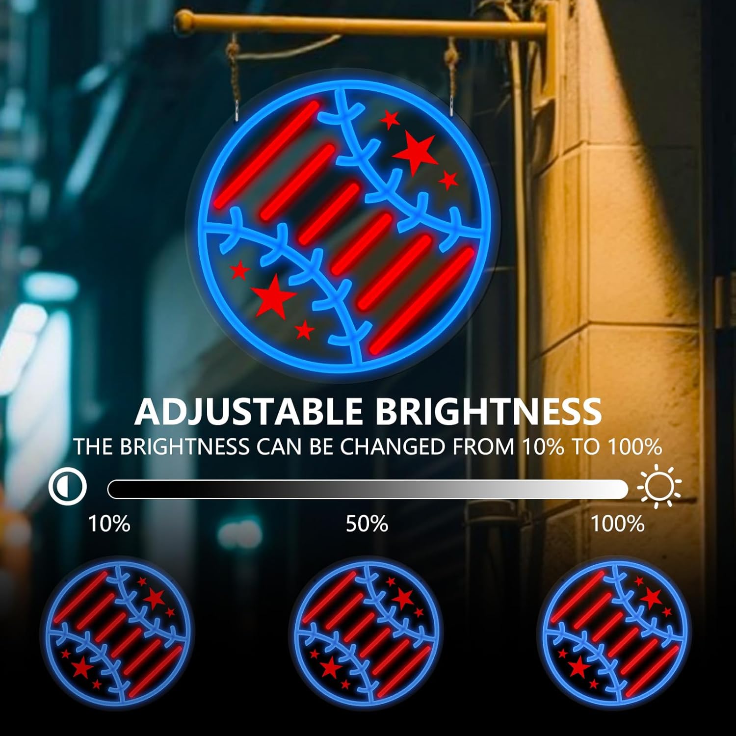 Baseball Neon Sign, Dimmable Neon Baseball Led Signs Sport Lights Led Bedroom Signs for Home Decor Birthday Party College Decor Club Holiday Gift (Star) - Image 3