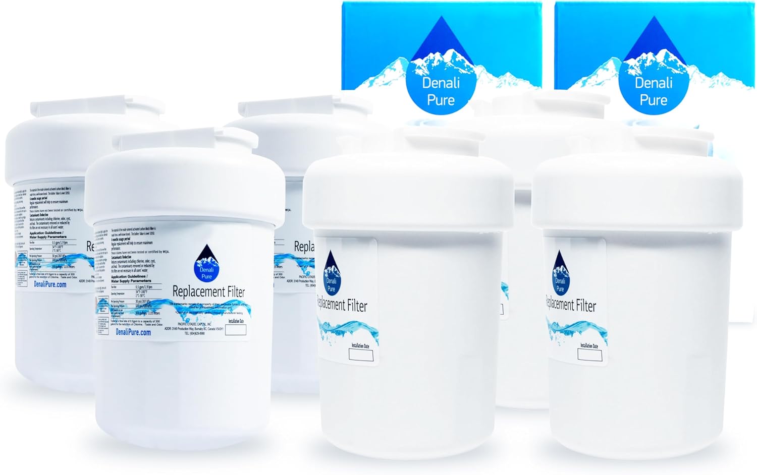 6-Pack Replacement for General Electric PSS23MGTCBB Refrigerator Water Filter - Compatible with General Electric MWF, MWFP Fridge Water Filter Cartridge