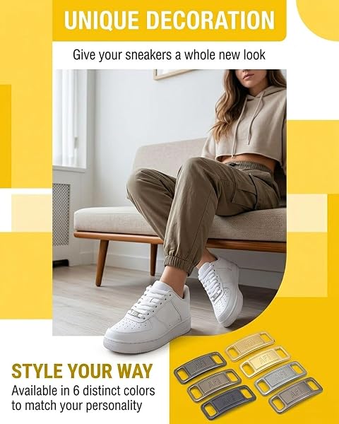 5 Paare Metal Tag,Metall Schnürsenkel Schnalle,Elastische Schuh Tag Schuhschmuck,Fashion Sneaker Schuh Charms,DIY Sneaker Kits,Metall Air Force 1 Schnürsenkel für Wanderschuhe - 4