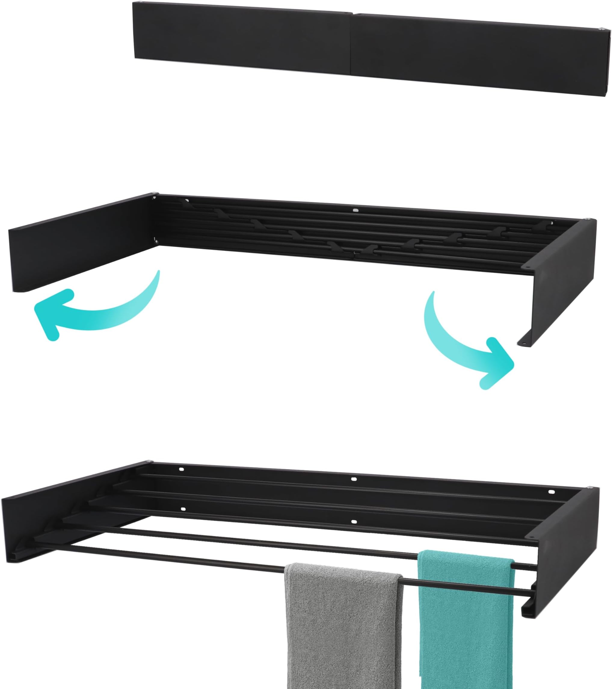 Wall drying rack Full Color Black 80 cm - 4 m Drying length - Incl. Drill Mould - Drying rack Foldable - Clothes rack Hanging - Fold-out - Wall - Hanging, DR80Z
