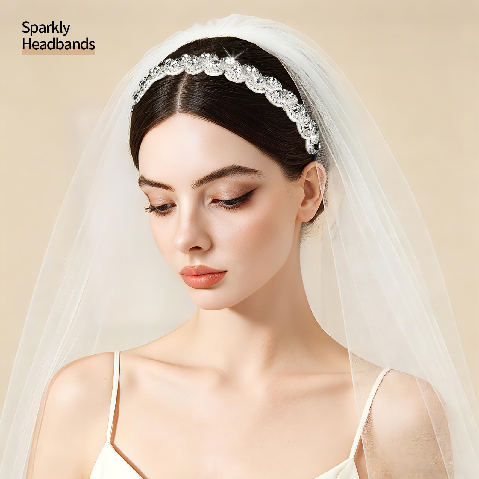 Teenitor - 6 diademas con cuentas de estrás para el pelo, para damas, mujeres, niñas, accesorios para el cabello, de 50 a 26,8 pulgadas, multicolor