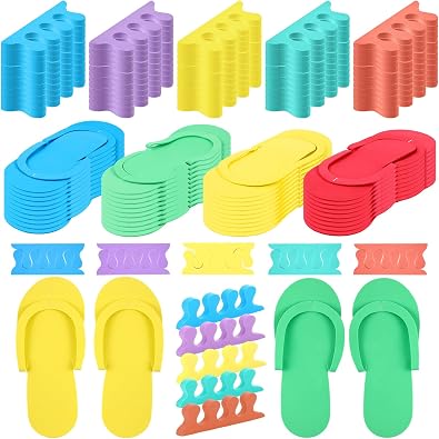 300 Pairs Disposable Pedicure Slippers and Toe Separators Kit Include 80 Disposable Foam Pedicure Flip Flops 220 Pairs Toe Separators for Women Nail Spa