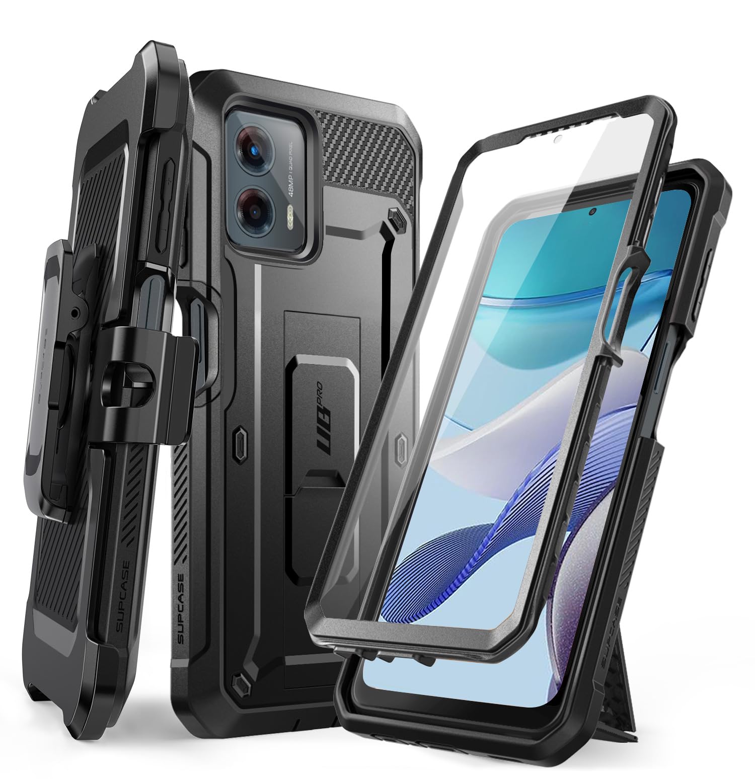SUPCASE Unicorn Beetle Pro Case for Moto G 5G 2023, Built-in Screen Protector Full-Body Rugged Belt Clip & Kickstand Case (Black)