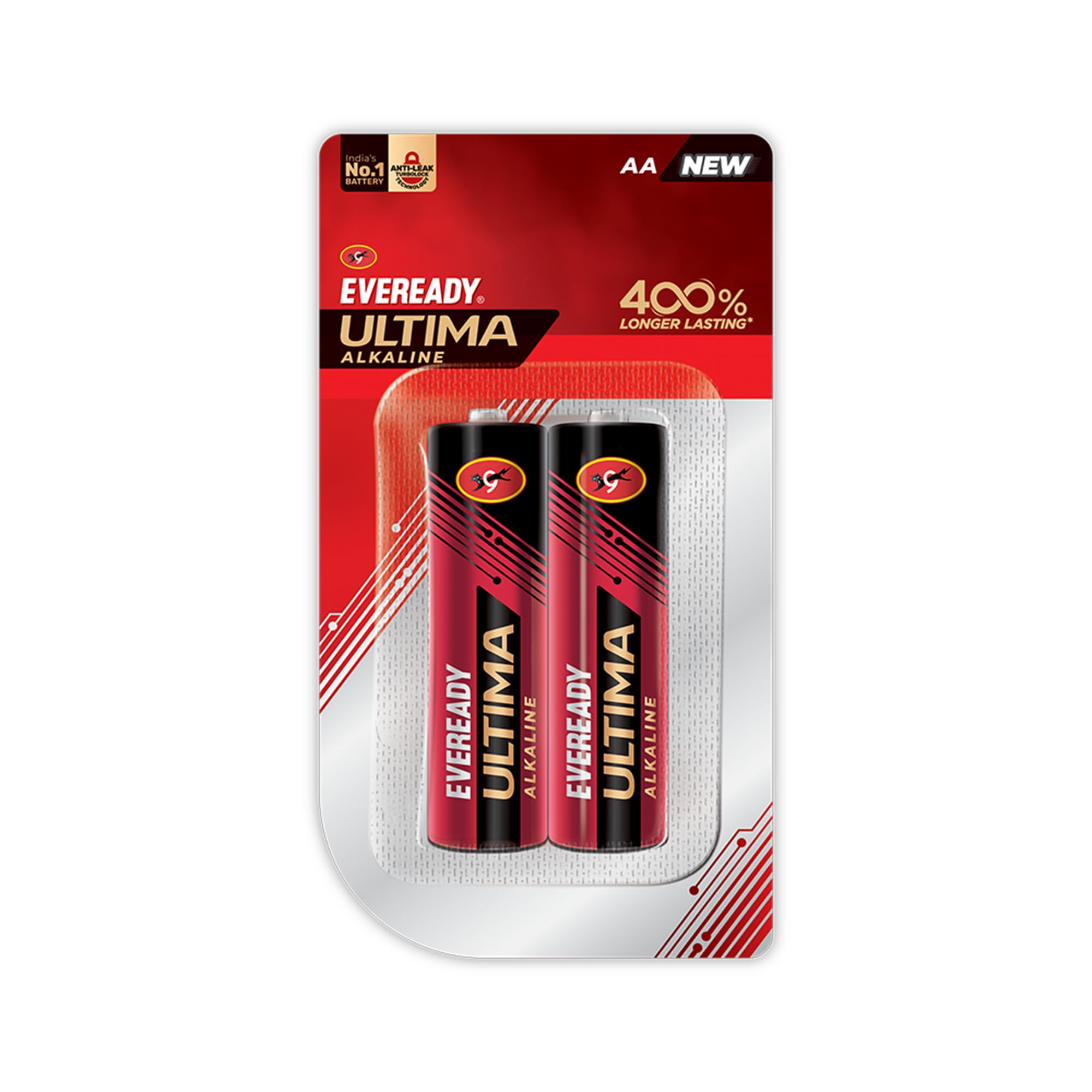 Eveready Ultima Alkaline AA Battery, 400% Longer Lasting, Anti-Leak Turbolock Technology, Eco-Friendly Batteries for High-Drain Devices Household Devices & Toys, Pack of 2-image-38