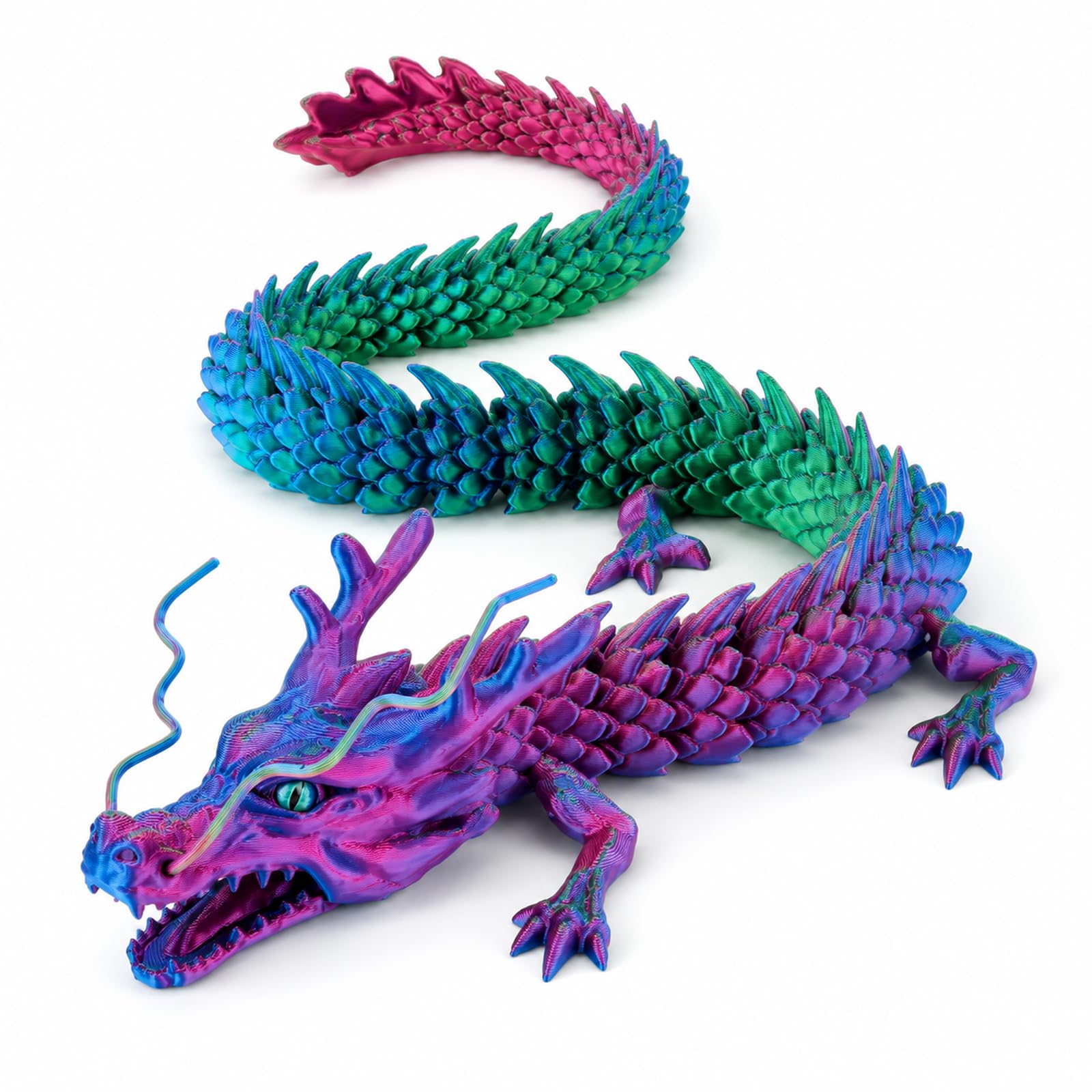 3D Printed Dragon, Bendable and Flexible Big Fidget, Home Office Decor