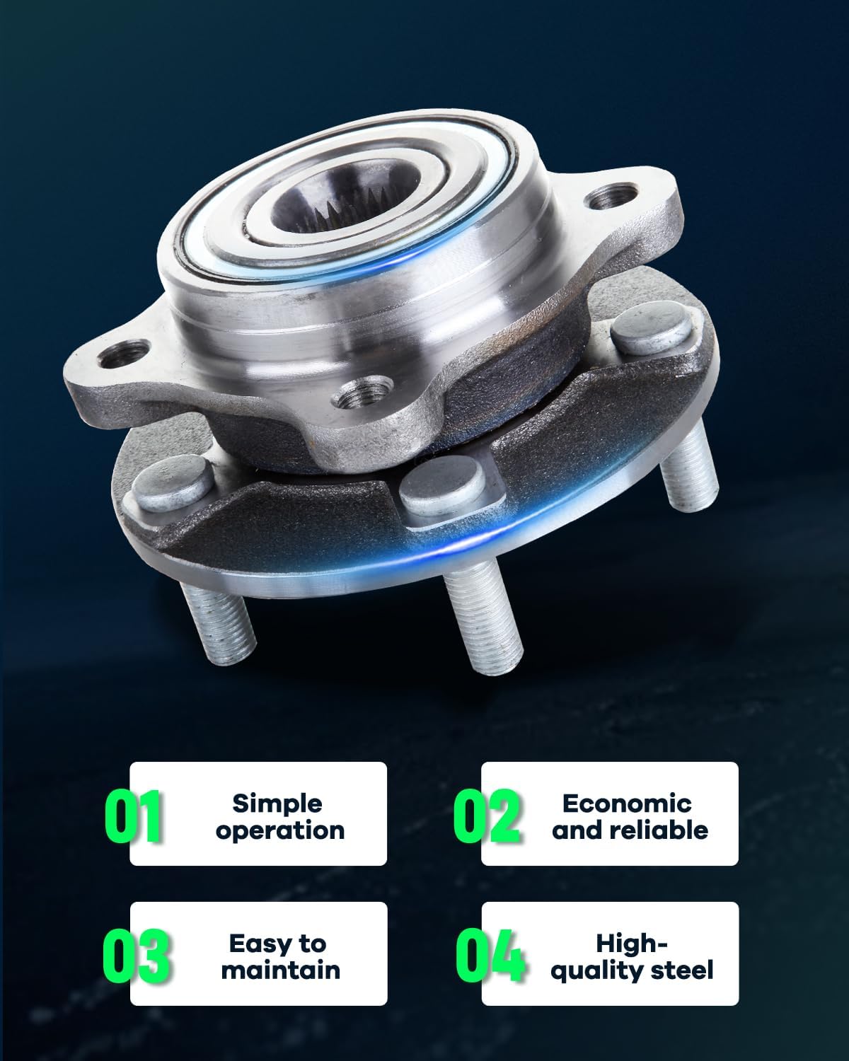 SCITOO Wheel Hub Wheel Bearing Assembly Front 513133 fit for Dodge STEALTH 1991-1996 for Mitsubishi 3000GT 1991-1999 for Mitsubishi LANCER 2003-2006 5 Lugs Wheel Hub Bearings without ABS 1pc