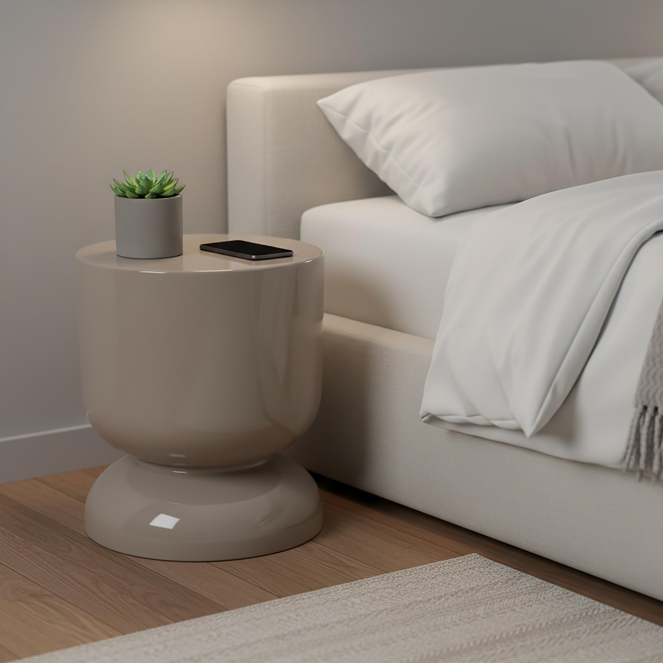 Relaxdays Beistelltisch, Sanduhr-Design, Wohnzimmer Dekoobjekt, Beistellhocker HxD: 46 x 36 cm, Podest, Metall, beige