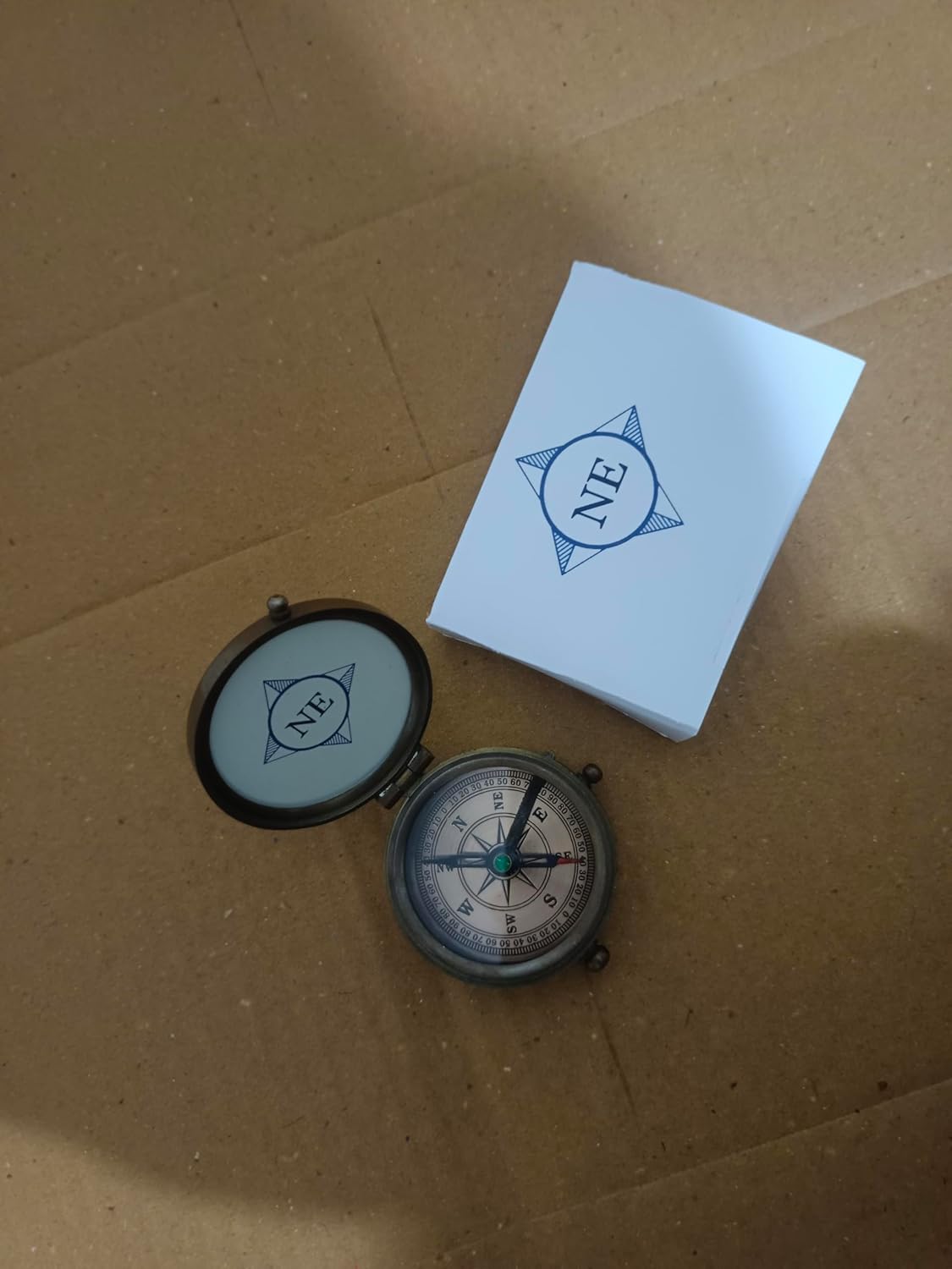 NE Vintage Brass Sundial Compass/Directional Magnetic Compass for Navigation/Pocket Compass for Camping, Hiking, Touring.