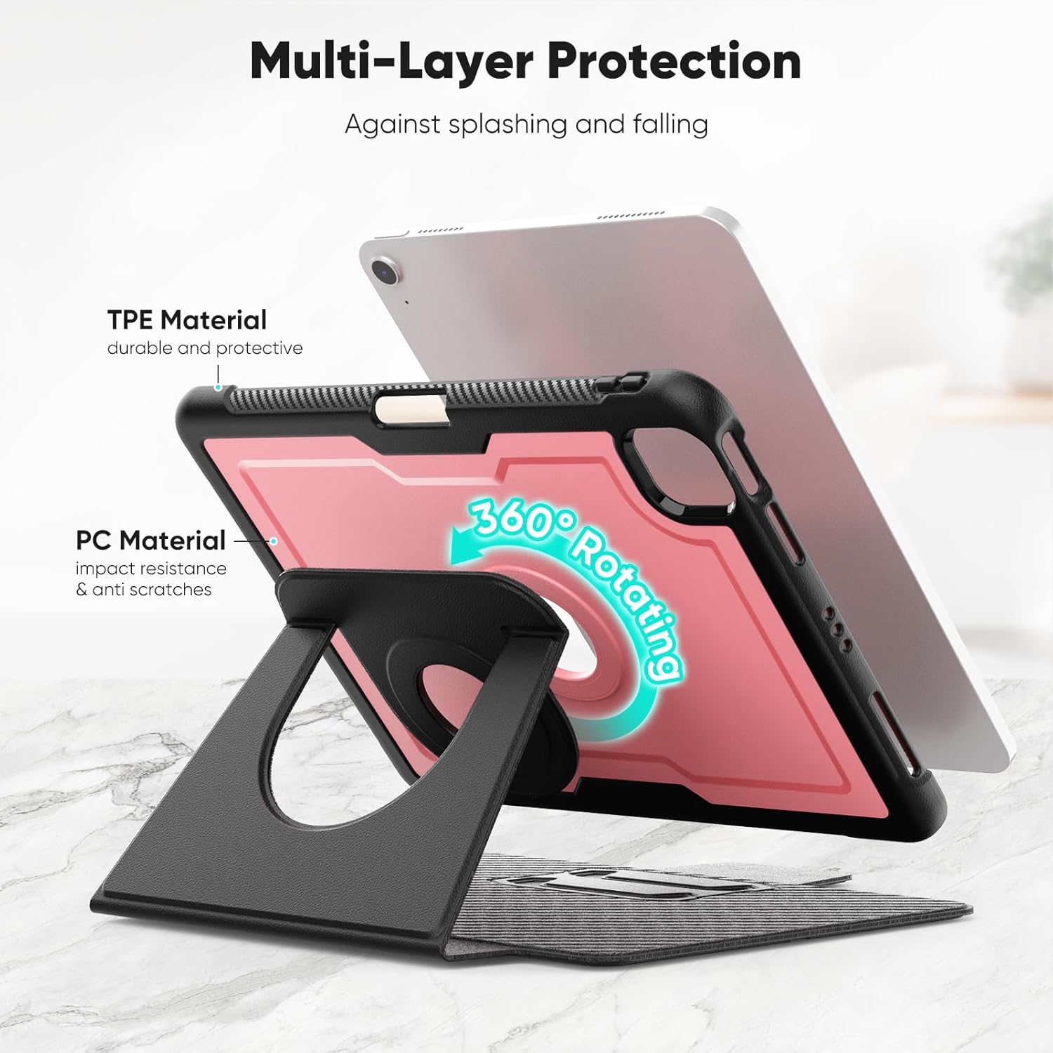 ZORSOME Tablet Case demonstrating 360-degree rotation stand