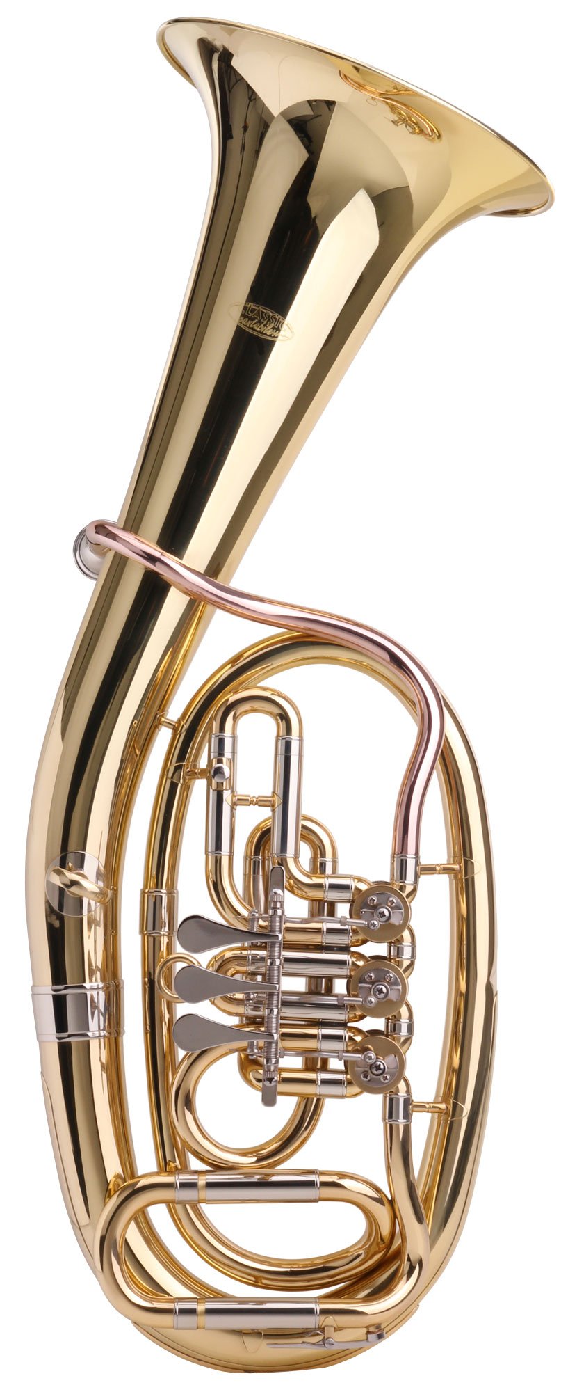 Classic Cantabile TH-38 Tenorhorn (Bb-Stimmung, Korpus: Messing, Neusilber-Außenzüge, Goldmessing-Mundrohr, 3 Messing-Drehventile)