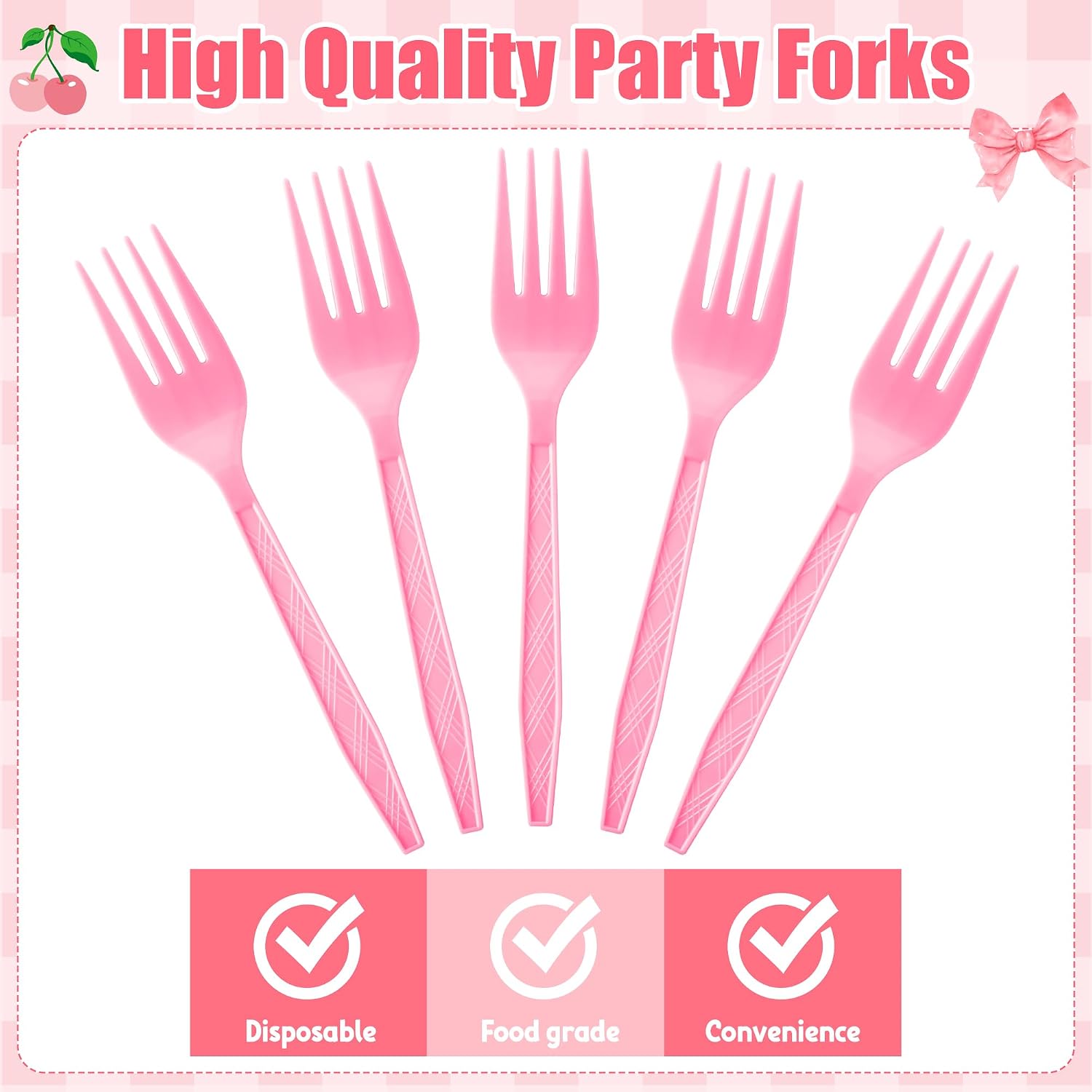 Pink Plastic Forks - 48Pcs 6.1 Inches Disposable Forks Set Heavy Duty Party Cutlery Dinner Dessert Party Supplies Silverware for Girls Baby Shower Bridal Shower Wedding Birthday Home