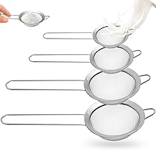 Set of 4 Fine Mesh Stainless Steel Strainers, 8/12/16/20 cm Stainless Steel Strainers, Fine Mesh Strainers for Cooking Vegetables, Fruits, Flour, Juice, Tea, Sugar Ice.0