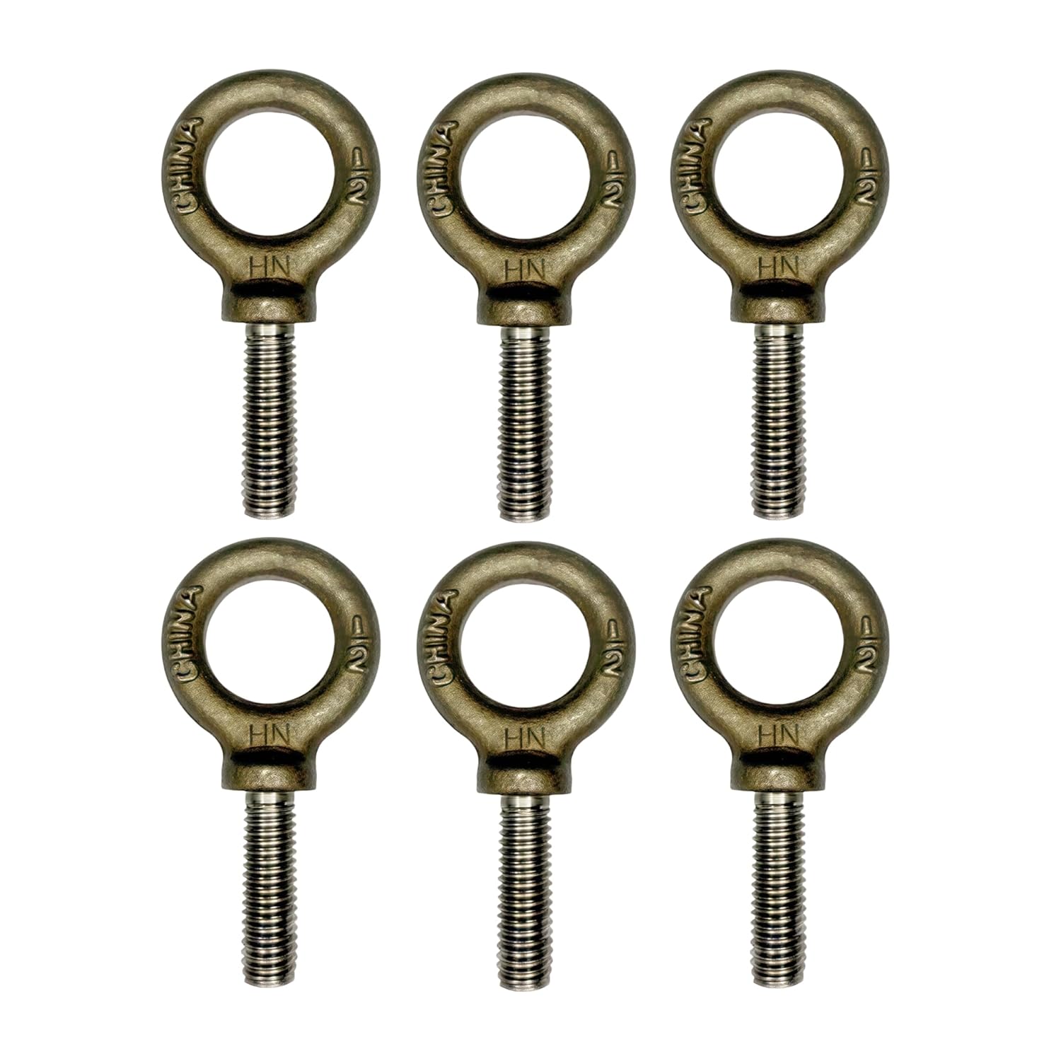 HN Heavy Duty Lifting Shoulder 1/2"-13 X 1-1/2" Eye Bolts, Concrete Rings, Rigging Hardware, Machinery Lifting Rings, Fittings, Accessories, EyeBolts (6PC)