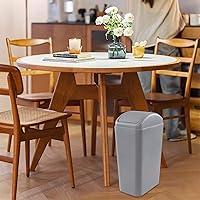 Vista 6 de Vcansay - Basurero delgado para garaje de 3.5 galones, cubo de basura de plástico gris con tapa oscilante, paquete de 2