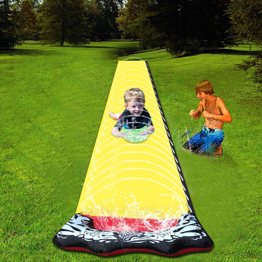 Wasserrutsche Garten, 188in x 27in/480 x 70 cm Wasserrutschbahn mit Bodyboard, Rutschbahn Outdoor Wasser mit eingebautem Sprinkler, Single Rasen Wasserrutschmatte für Sommer Garten Outdoor Pool