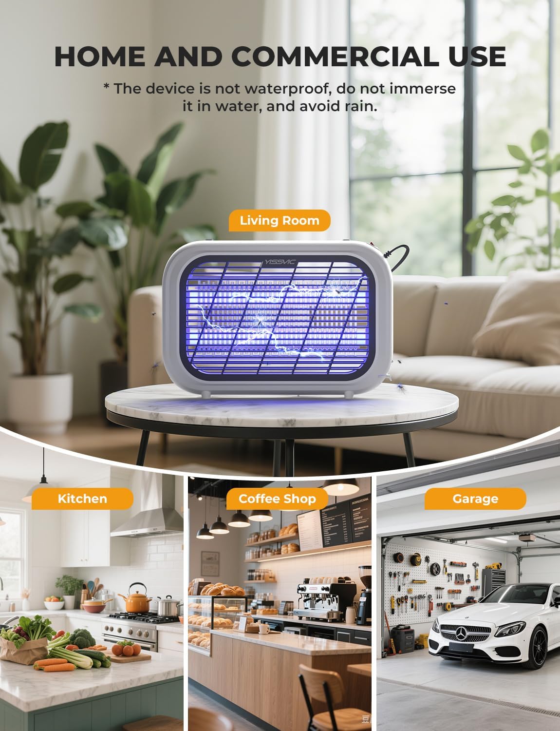 YISSVIC Bug Zapper Outdoor Plug in Plus 20W Bug Zapper Replaceable Double-Sided Electric Grid