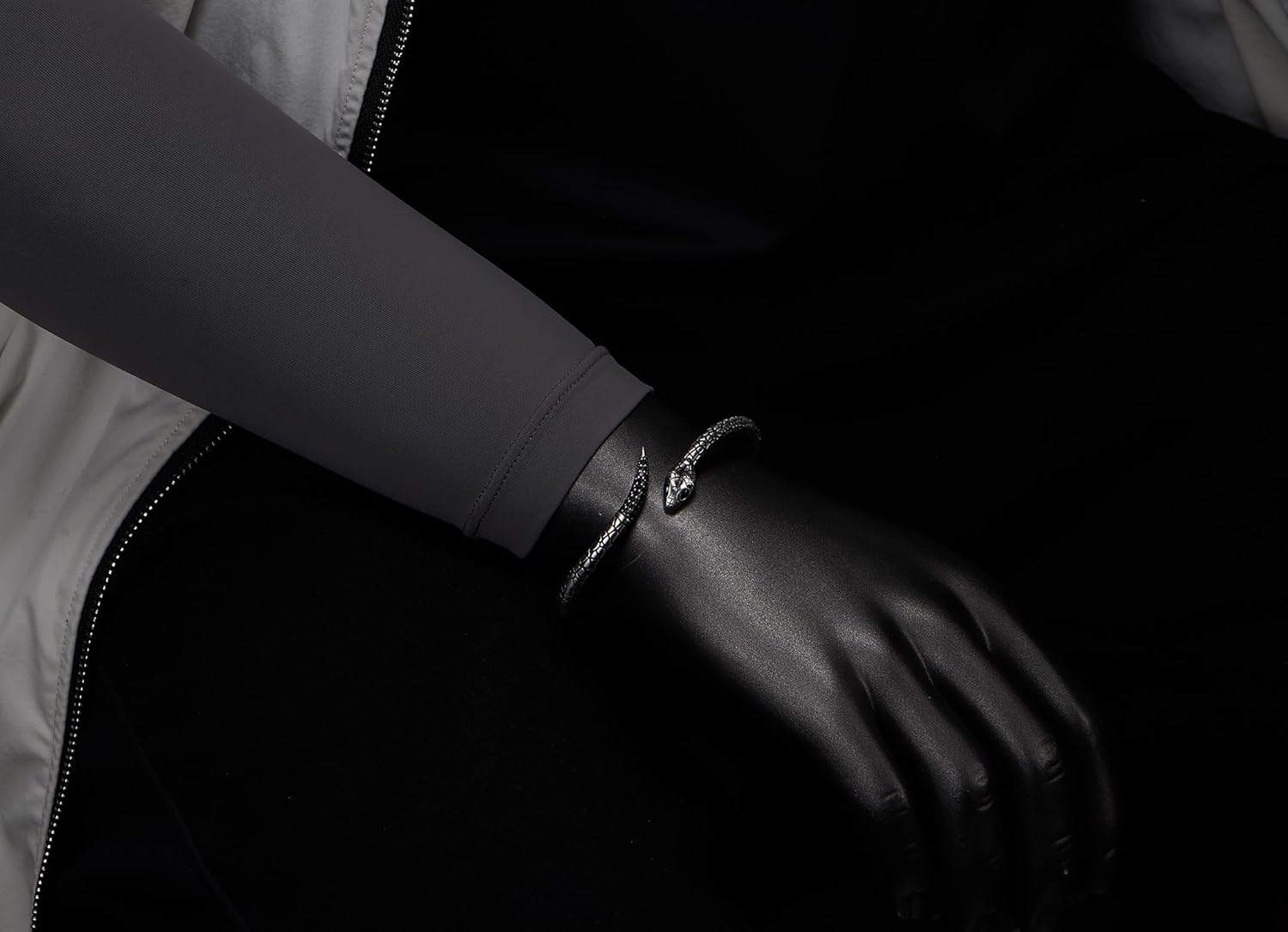 COOLSTEELANDBEYOND Men’s Snake Cuff Bracelet Steel Serpent Head Open Bangle Gothic Vintage Punk Jewelry for Him - Image 2