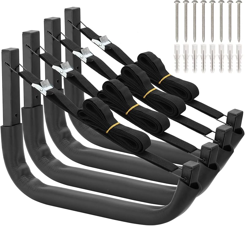 Kayak Storage Hooks, Wall Mount Garage Canoe Storage Hangers for Kayaks or Paddleboards, Heavy Duty Wall Rack