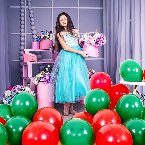 Miniatura 7 de 60 globos rojos y verdes de 12 pulgadas para decoración de cumpleaños, baby shower, boda, graduación, fiesta