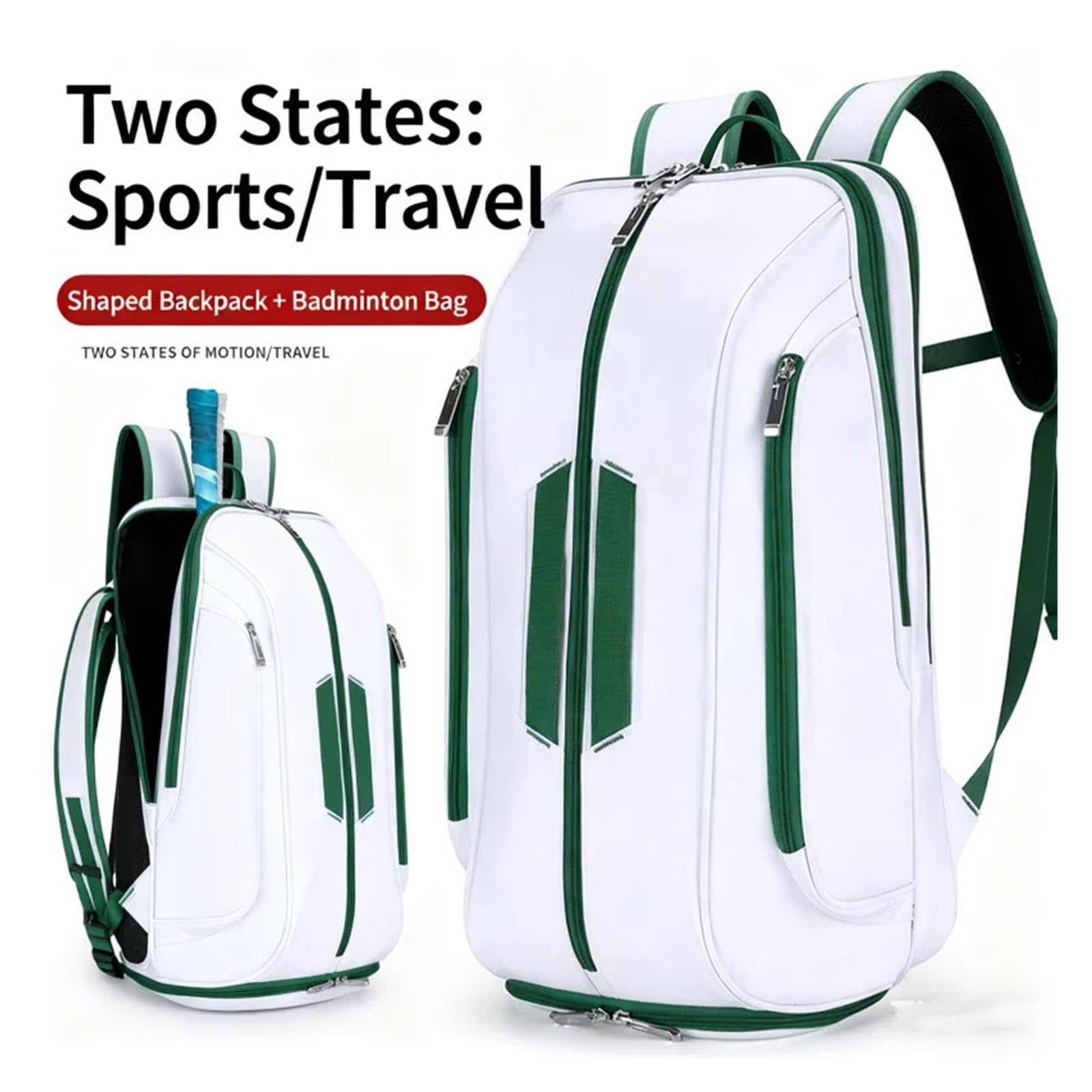 Raquetero Tenis Mochila De Tenis for Deporte Convertible Padel Badminton Squash Bolsa con Compartimento for Zapatos, Funda for Ordenador Portátil, Gancho for Valla