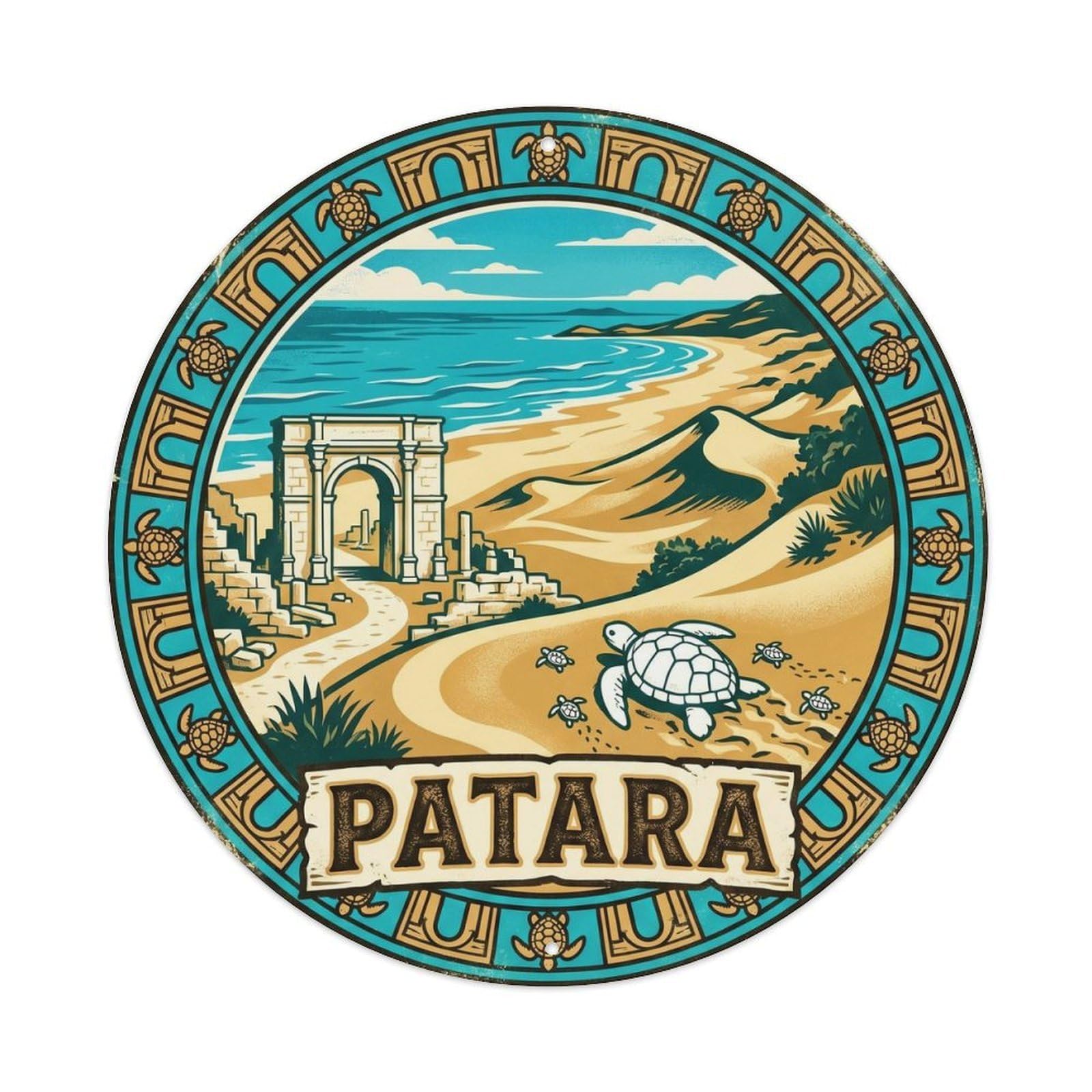 Patara Beach Ruins Turkey Historic Landmark Bold Color Metal Tin Sign