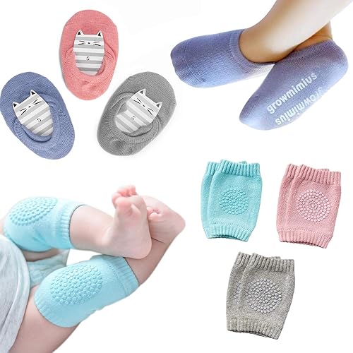 Calcetines antideslizantes para bebés y niñas para gatear con la rodilla y antideslizantes el mejor regalo para bebés rodilleras unisex para bebés