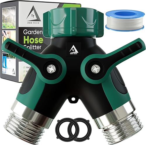 Divisor de manguera de 2 vías, conector de metal resistente, divisor de manguera de jardín de dos vías, adaptador de babero de grifo de grifo de
