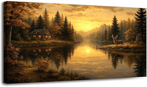Miniatura 26 de 20"x 40" Canvas Wall Art Vintage Window Landscape Farmhouse Nature Scenery Warm Framed Pictures Painting Print Large Wall Art for Living Room