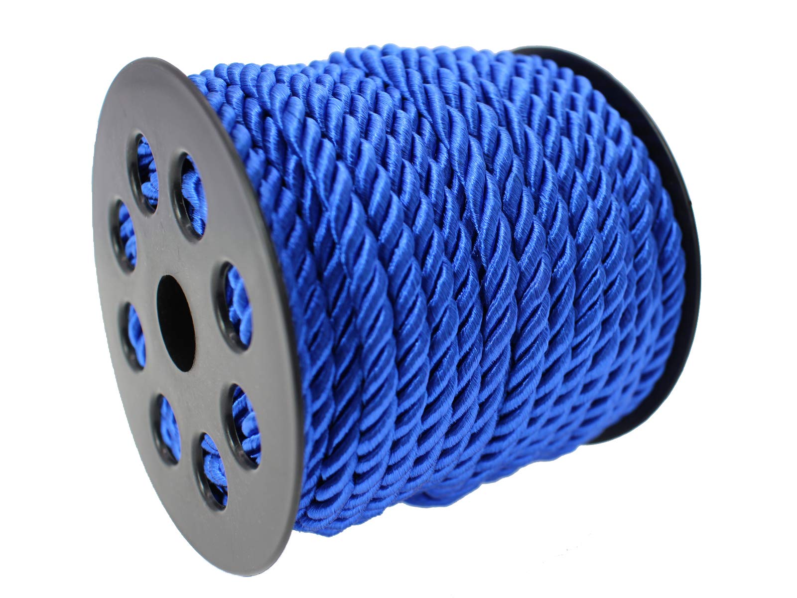Cordón trenzado de satén azul real de 5 mm para hacer joyas, cuerda trenzada decorativa de poliéster de 20 yardas, hilo grueso brillante para gargantillas y manualidades