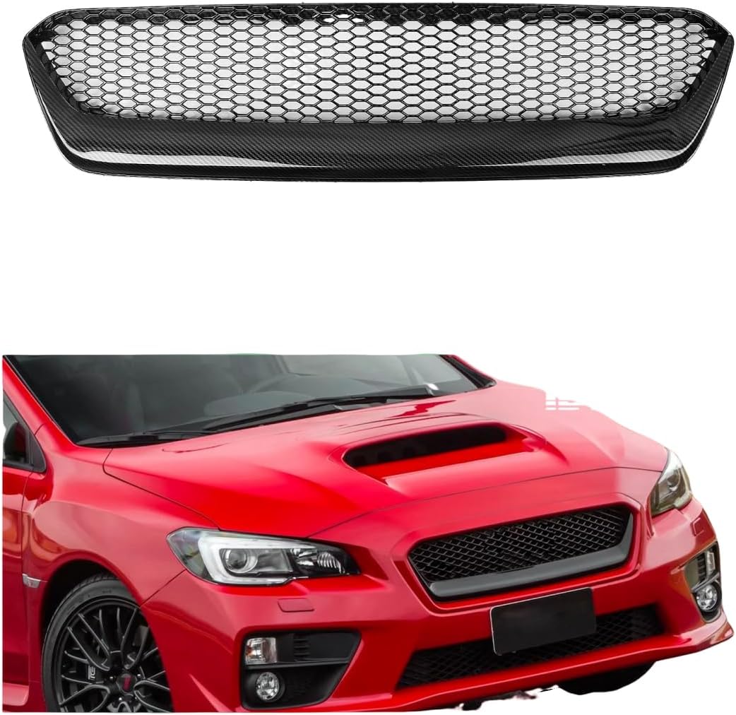Front Bumper Upper Grille Mesh Grill Fit For Subaru WRX 2015-2017 2016 Matte Black Glossy Black Carbon Fiber Look
