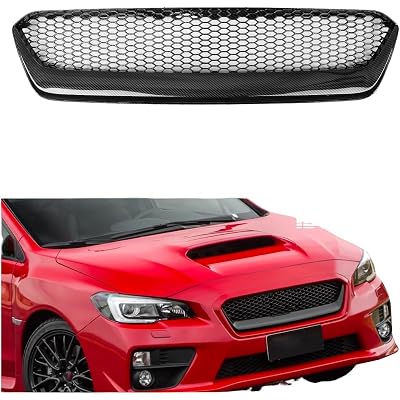 Front Bumper Upper Grille Mesh Grill Fit For Subaru WRX 2015-2017 2016 Matte Black Glossy Black Carbon Fiber Look