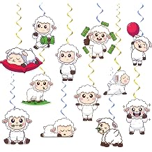24 Pcs Sheep Hanging Decorations Sheep Hanging Swirls Ceiling Swirls Sheep Birthday Party Supplies for Sheep Party Decorations Farm Animals Hanging Decorations