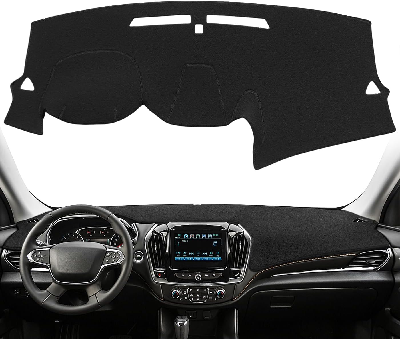 Dash Cover Mat Custom Fit for Chevrolet Chevy Traverse with Light Sensor w/o Speaker w/o Forward Collision Alert Dashboard Pad Cap Carpet Protector K323 (Black)