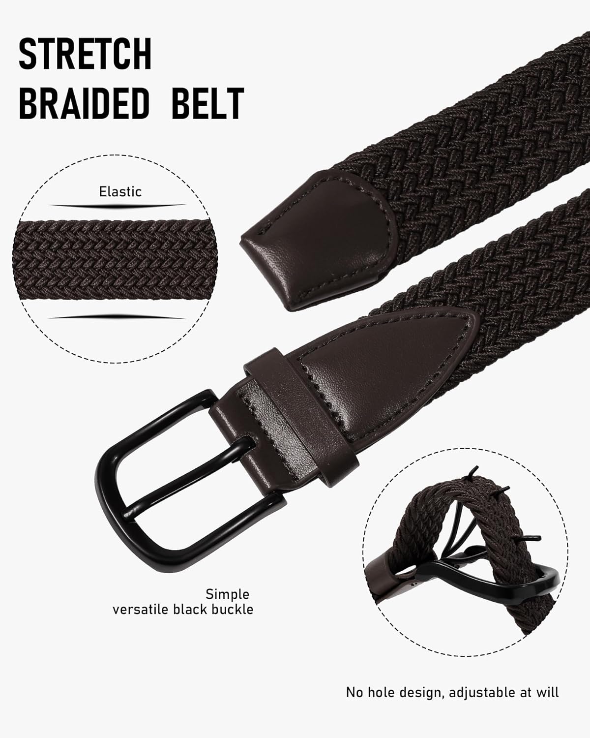 Kajeer Kids Belt for Boy, Stretch Braide Toddler Belt Pin Buckle Elastic Woven PU Golf Toddler Youth Belt for Casual - Image 3
