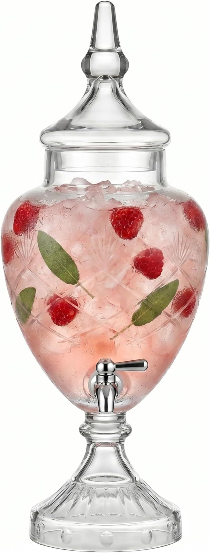 Beverage Dispenser for Countertop - 1 Gallon Large Glass Drink Dispenser w/Spigot & Lid - Party Drink Dispenser for Sweet Tea Lemonade Punch Water, Juice Dispensers for Parties