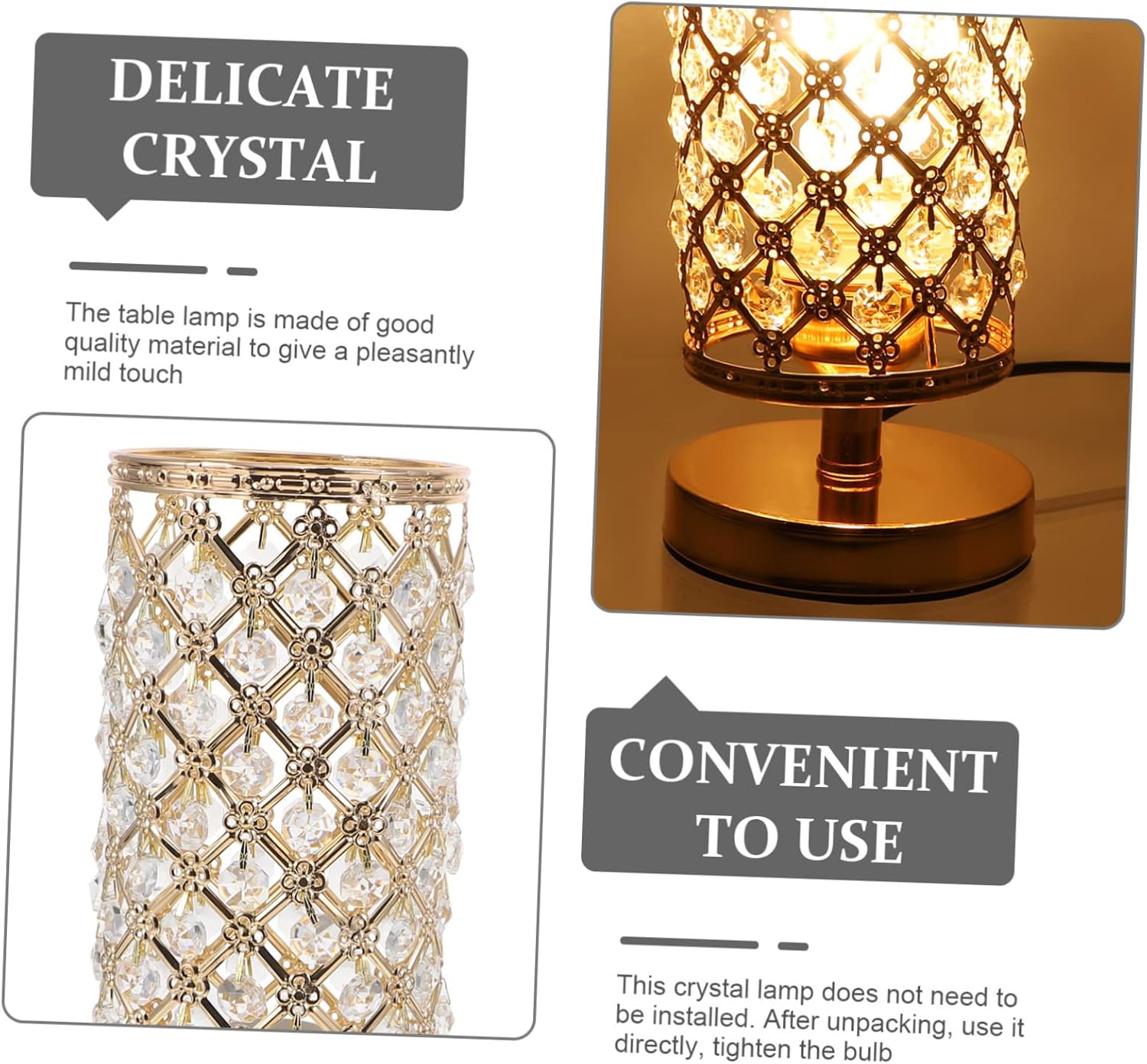 POPETPOP 1pc Unique Desk Lamp Crystal Table Light for Home Decor Warm Comfortable Lighting