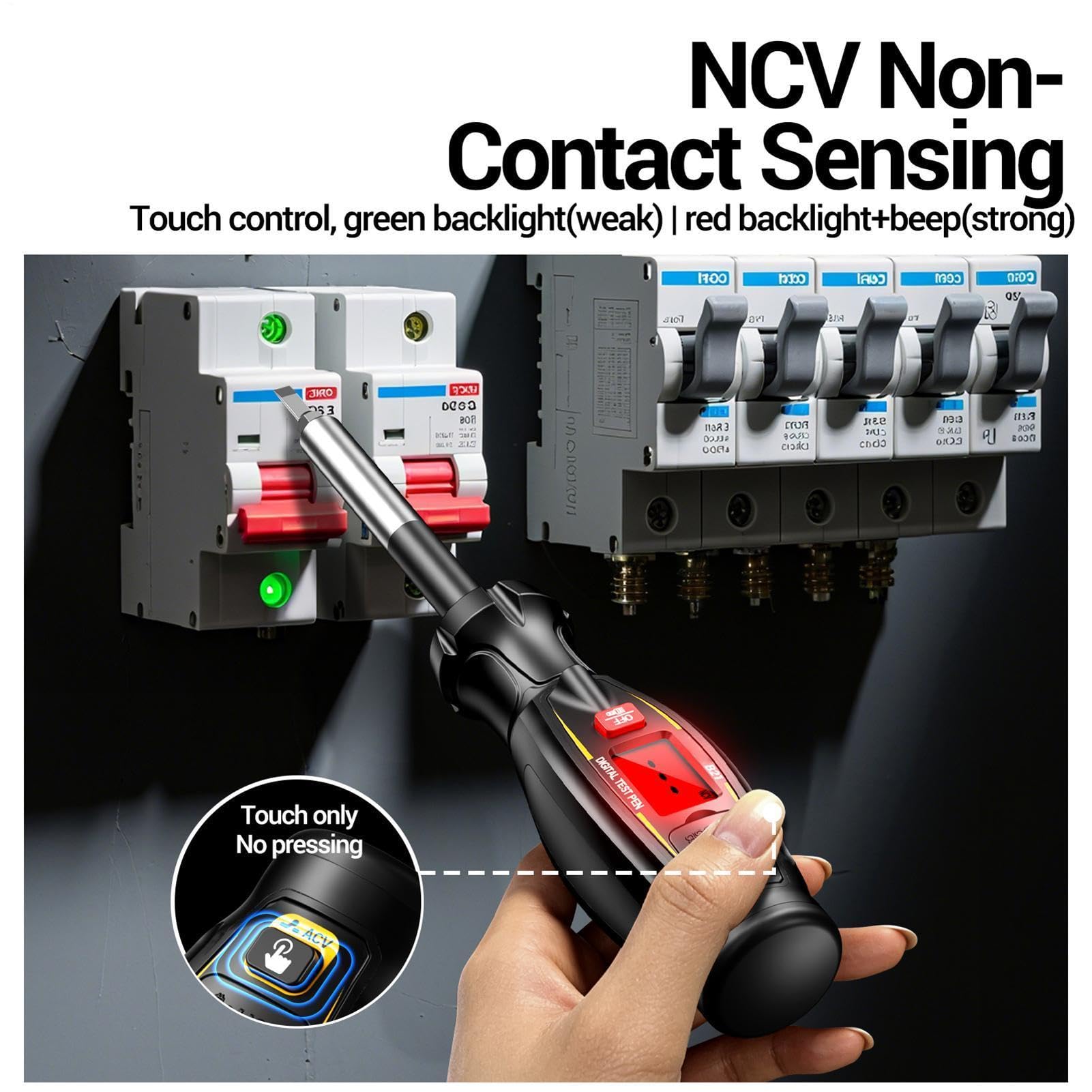 Testeur d'électricité Affichage LCD sans contact | Tournevis volt détecteur pour Mécaniciens Bricoleurs Techniciens Électriciens Maison Bureau Garage Atelier Luminaires Prises
