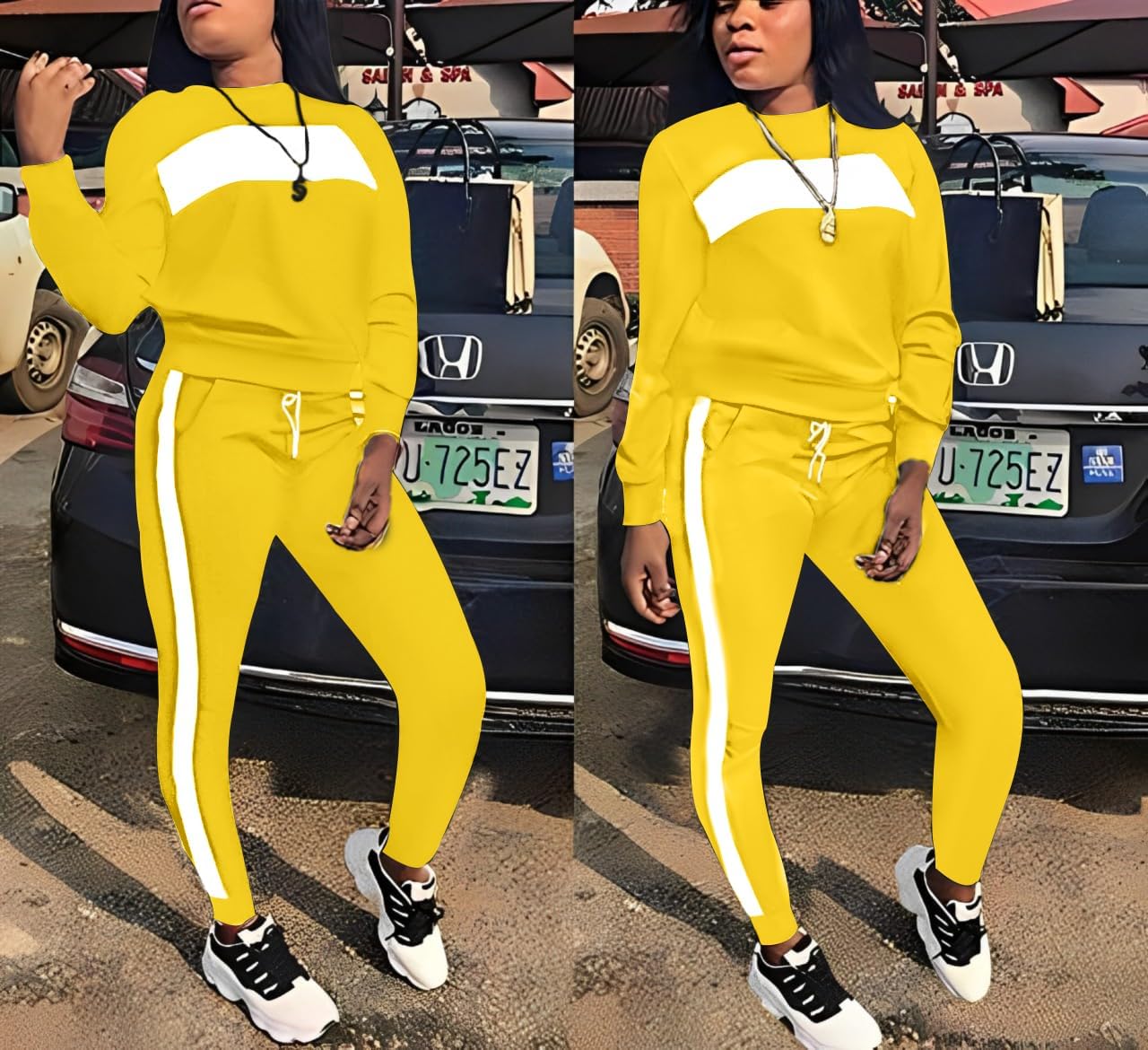 Bealin Sweatsuit for Women 2 Piece Outfits for Womens Color Block Tracksuit Crewneck Sweatshirts Pullover Lounge Sets - Image 6