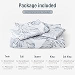 Conworld Cotton Duvet Cover Queen, 100% Cotton Duvet Cover Set for All Season, Inked Leaves Pattern Queen Duvet Cover, 3 Pieces Soft Breathable Bedding Sets with Zipper Closure Corner Ties