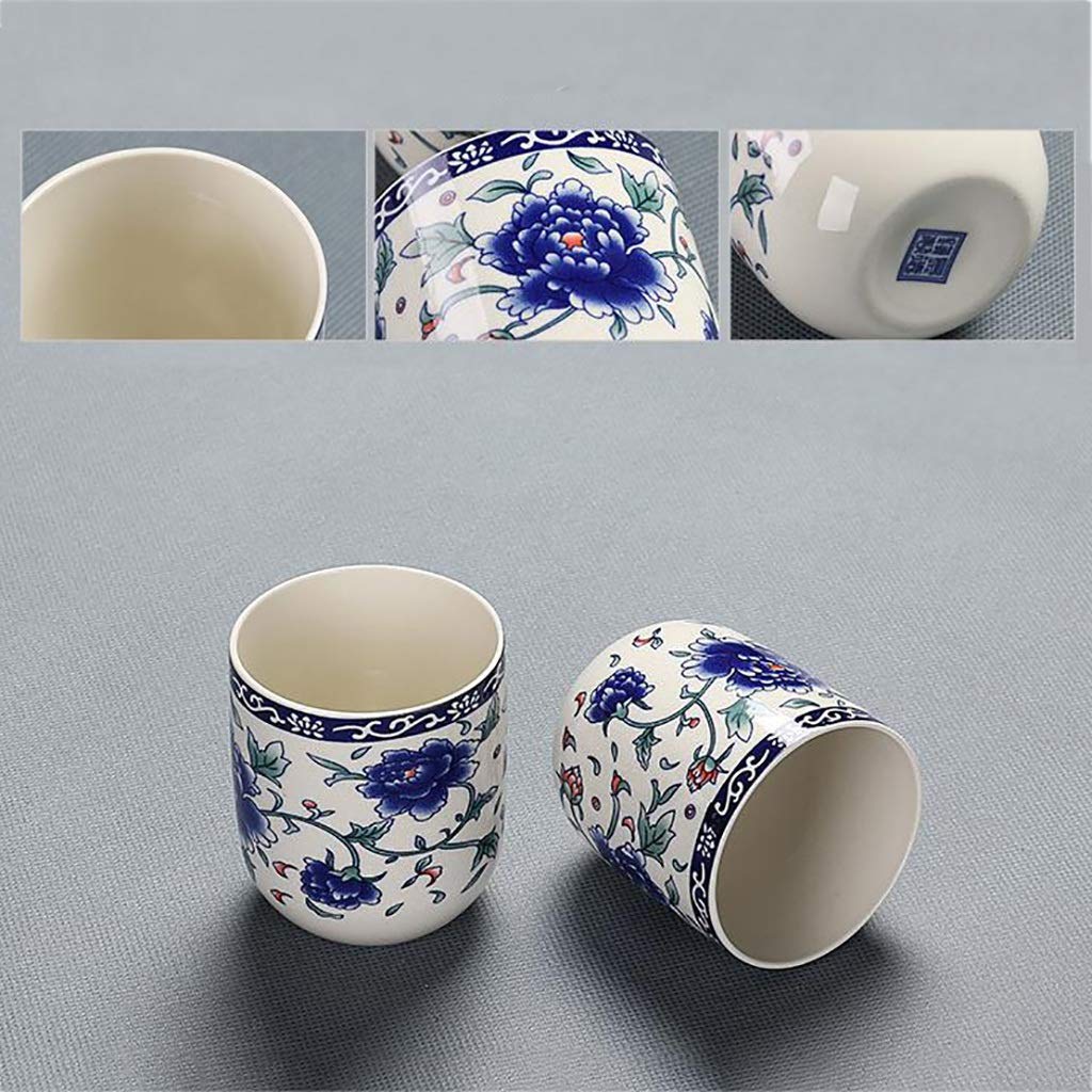 Set da tè Teiera in Ceramica Travi Cinesi Casa retrò Bottiglia d'Acqua Fredda Blu e Bianca Vassoio da tè Secco Kungfu Semplice Set da 8 Pezzi(B